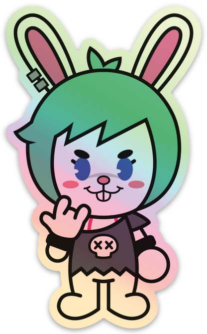 Pepper the Rockin' Rabbit (Holographic Sticker)