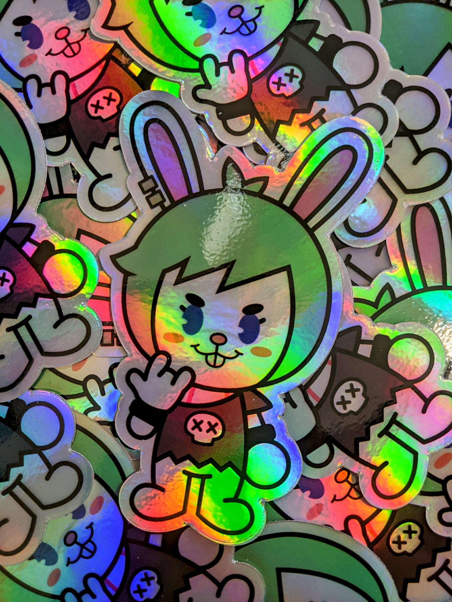 Pepper the Rockin' Rabbit (Holographic Sticker)