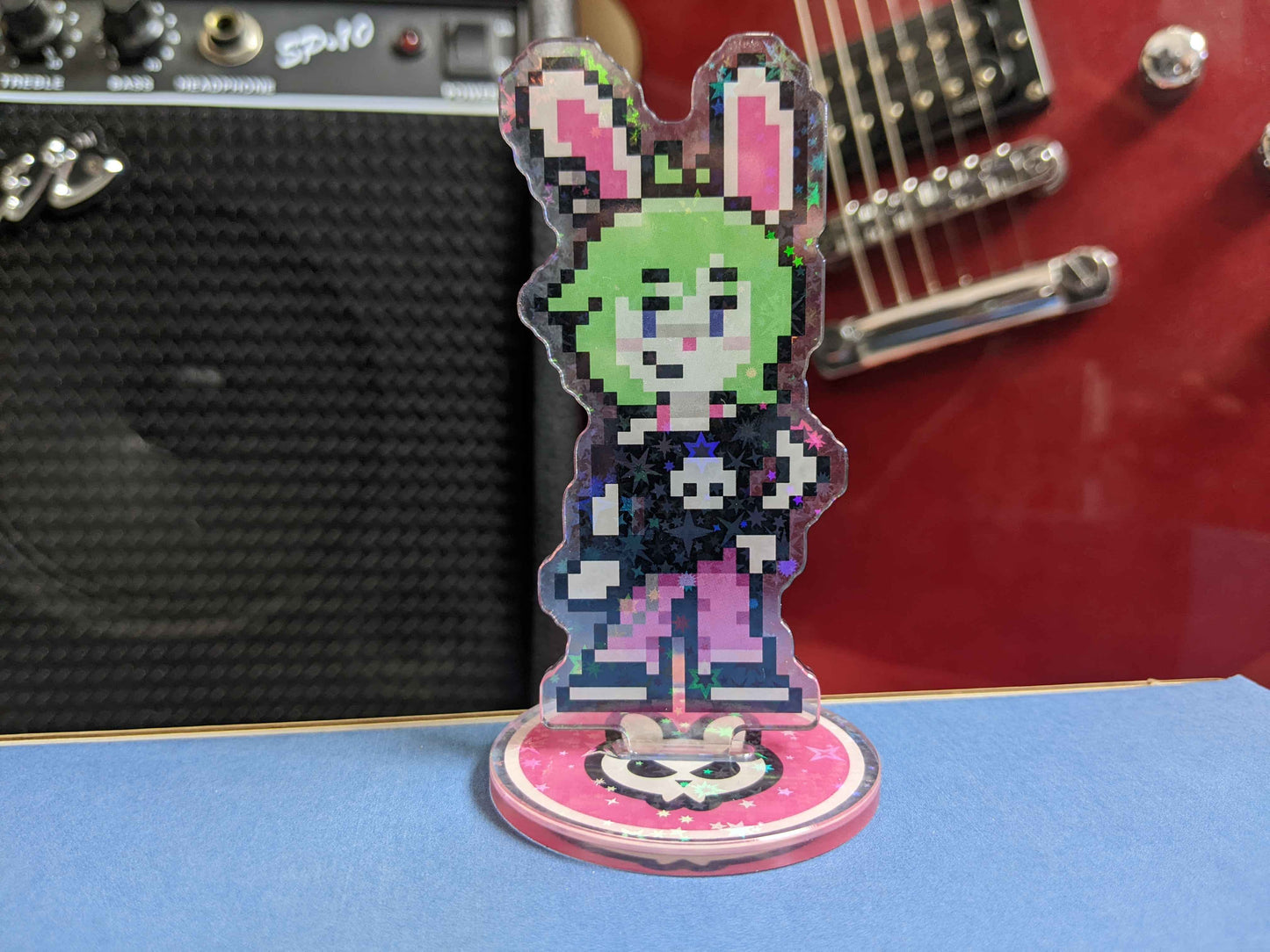 Pepper the Rockin' Rabbit Pixel Acrylic Standee